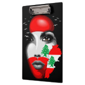 Libanon Vlag en Kaart op het gezicht van het meisj Klembord (Links)