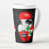Libanon Vlag en Kaart op het gezicht van het meisj Latte Mok (Rechterhoek)