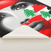 Libanon Vlag en Kaart op het gezicht van het meisj Sherpa Deken (3/4)