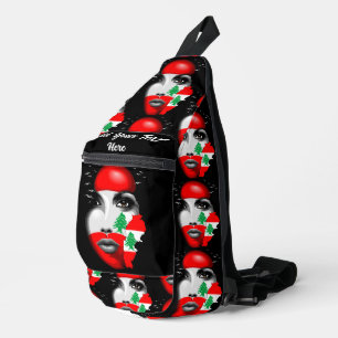 Libanon Vlag en Kaart op het gezicht van het meisj Sling Bag