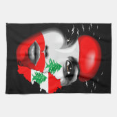 Libanon Vlag en Kaart op het gezicht van het meisj Theedoek (Horizontaal)