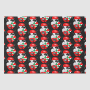 Libanon Vlag en Kaart op het gezicht van het meisj Tissuepapier
