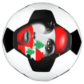 Libanon Vlag en Kaart op het gezicht van het meisj Voetbal (Gedraaid)