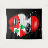 Libanon Vlag en Kaart op het gezicht van het meisj Wandkleed (Voorkant (horizontaal))
