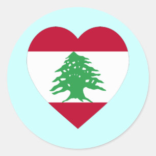 Libanon Vlag Hart Ronde Sticker