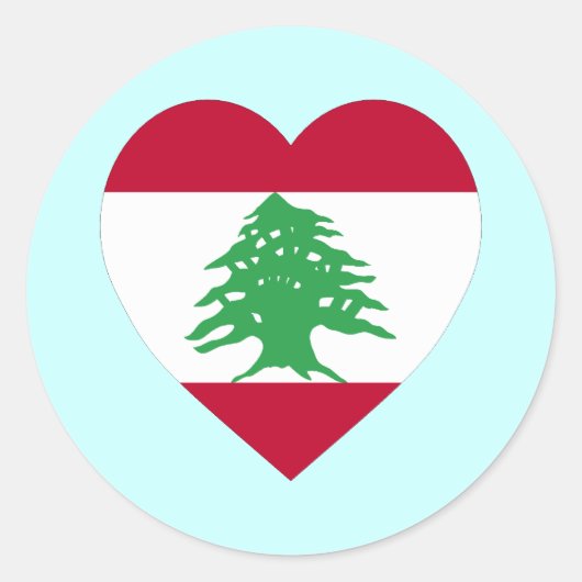 Libanon Vlag Hart Ronde Sticker (Voorkant)