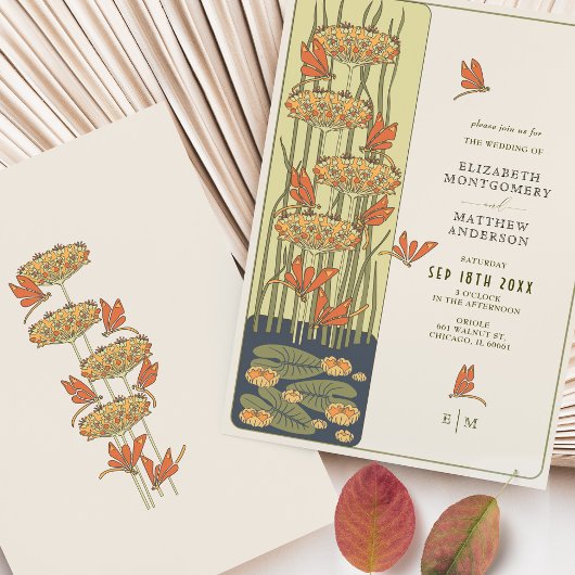 libel belle epoque art nouveau bruiloft kaart