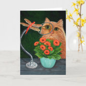 Libel en Kat Kaart (Gele Bloem)