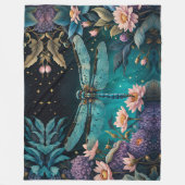 Libel in een bloementuin 's nachts fleece deken (Voorkant)