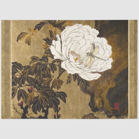 libel op  botanisch goud japanse pioen tissuepapier (Voorkant)