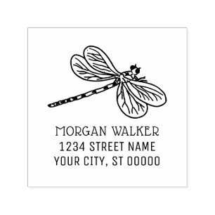 Libel Silhouet #3 Insect Naam Adres Zelfinktende Stempel
