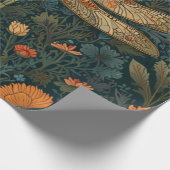 libel sinaasappel bloemengroen boho chic cadeaupapier (Hoek)