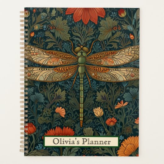 libel sinaasappel bloemengroen boho chic planner (Voorkant)