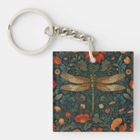  libel sinaasappel bloemengroen boho chic sleutelhanger (voorkant)