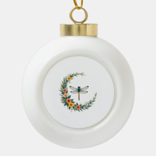 Libelle Boho Halve Maan Vredesteken Hippie Libel Keramische Bal Ornament