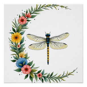 Libelle Boho Halve Maan Vredesteken Hippie Libel Perfect Poster