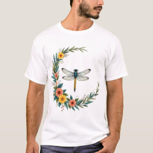 Libelle Boho Halve Maan Vredesteken Hippie Libel T-shirt