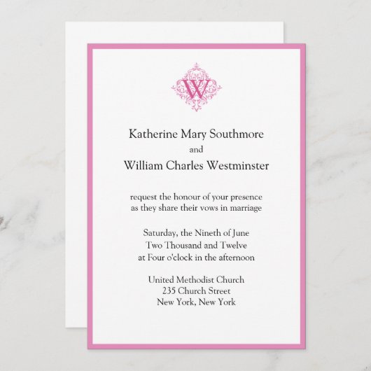 Libellé Des Invitations De Mariage (Devant / Derrière)