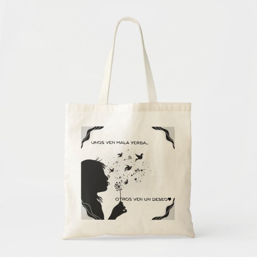 Libellé espagnol positif| Sac réutilisable mignon (Devant)