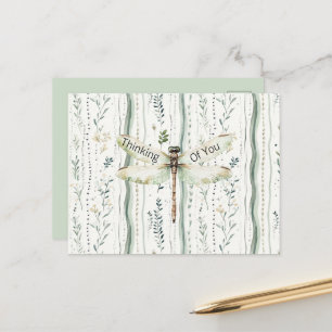 Libelle Groen Witte Chic Bloemige Denk Aan Jou Briefkaart