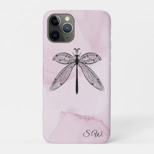 Libelle Insecten Liefhebber Roze Monogram iPhone 11 Pro Hoesje