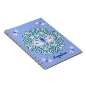 Libelle Mandala Paarse Monogram Script Naam Notitieboek (Rechterzijde)