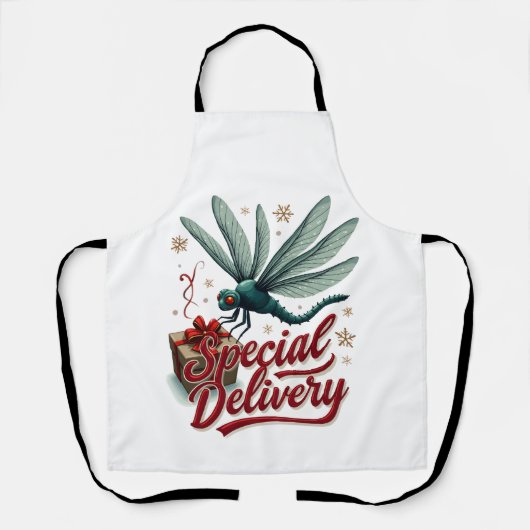 Libelle met geschenkbezorging schort (Voorkant)