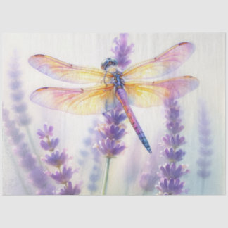 Libelle met lavendelbloemen tissuepapier