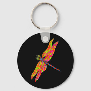 Libelle neon insect illustratie sleutelhanger