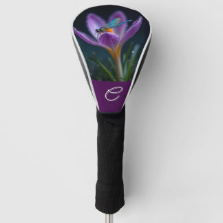 Libelle Paarse krokus Aanpasbare monogram/naam Golfheadcover