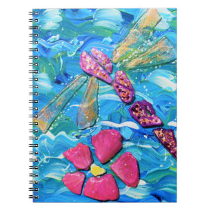 Libelle Zee Glas Mix Media Collage Notitieboek