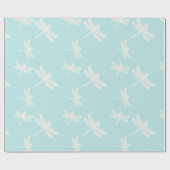 libellen blauwe kunst cadeaupapier (Vlak)