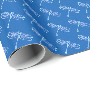 libellen, bleek blauw op denimblauw cadeaupapier