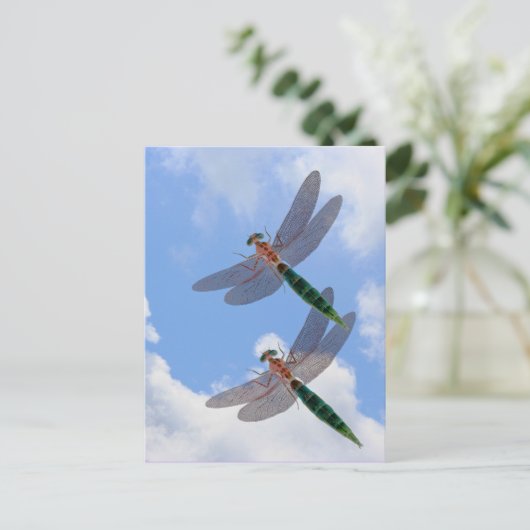 Libellen Blue Sky Clouds Natuur Briefkaart (Staand voorkant)