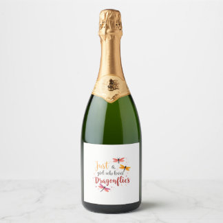 Libellen Dieren Vrouwen Cadeau Idee Libel (3) Sparkling Wijnetiket