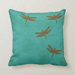libellen en blauwgroen gekleurde kussens