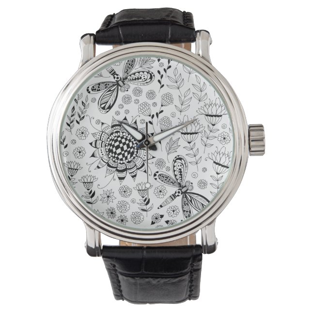 libellen en bloemen horloge (Voorkant)