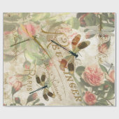  libellen en Rozen ontkoppelen Cadeaupapier (Vlak)