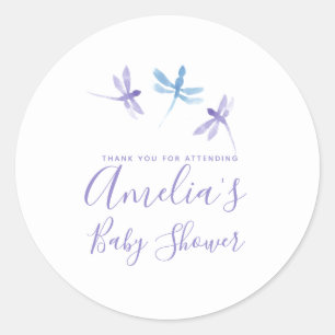 Libellen Handgeschilderde Baby Shower Ronde Sticker