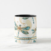 Libellen in vluchtpatroon in Aqua en Gold Mok (Midden)