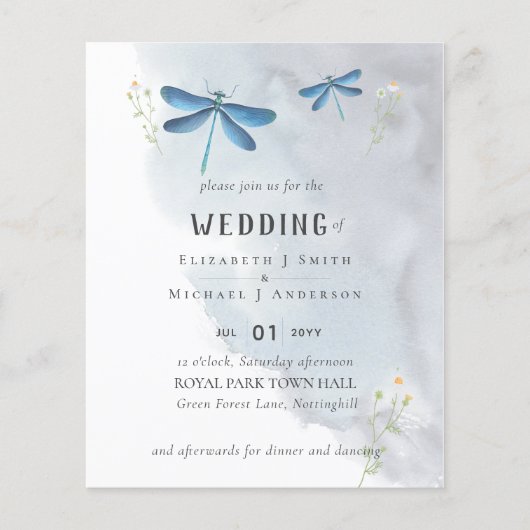Libellen Magische Waterverf HUWELIJKSAUITNODIGING (Voorkant)