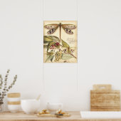 libellen met bladeren en vruchten poster (Keuken)