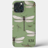 libellen op Sage Green Monogram Case-Mate iPhone Case (Achterkant)