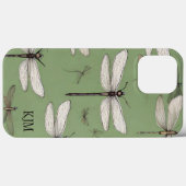 libellen op Sage Green Monogram Case-Mate iPhone Case (Achterkant (horizontaal))