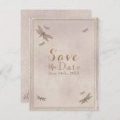Libellen Vintage Libel Chic Bewaar De Datum Aankondigingskaart (Voorkant / Achterkant)