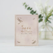 Libellen Vintage Libel Chic Bewaar De Datum Aankondigingskaart (Staand voorkant)