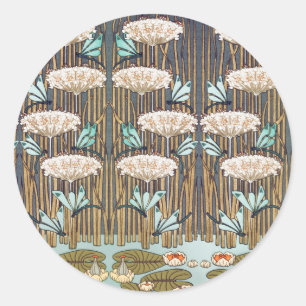 Libellen Waterlelies Moeras Art Nouveau Ronde Sticker