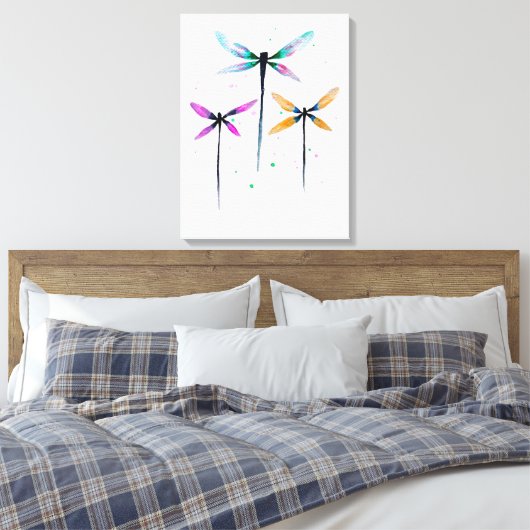  libellen waterverf rustige canvas afdruk (Insitu (Slaapkamer))
