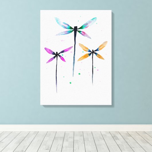  libellen waterverf rustige canvas afdruk (Insitu (Houten vloer))
