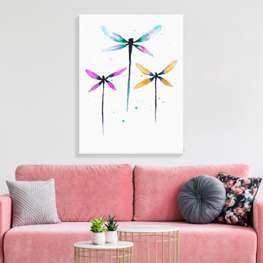  libellen waterverf rustige canvas afdruk (Insitu (Woonkamer))